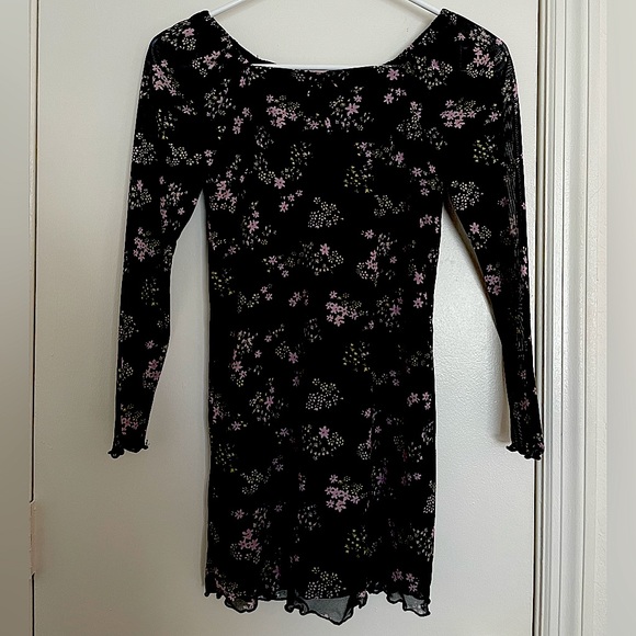 Art Class Kids Mesh Black Patterned Dress - Picture 1 of 3